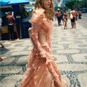 Zimmermann Peach Ruffle Swim Cover-Up